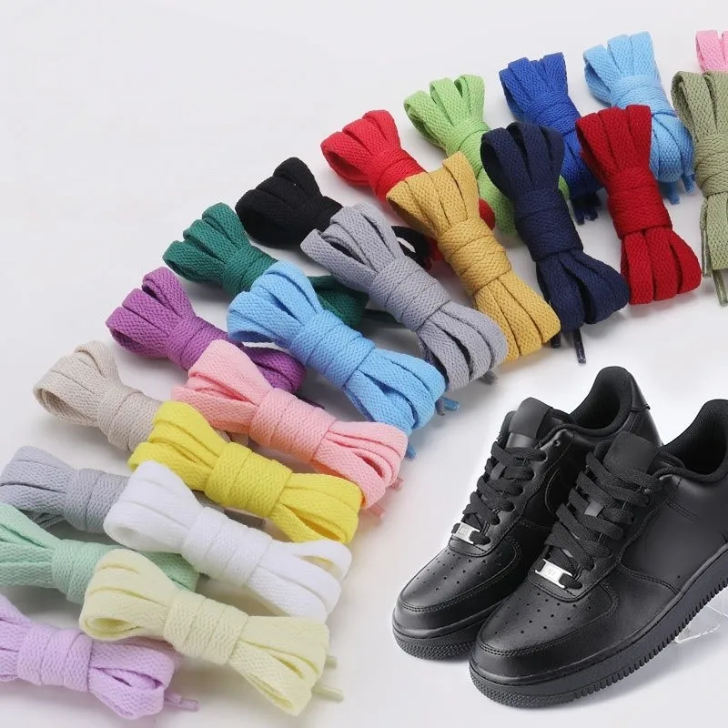 NEW Replacement Multi Color Flat Thick Woven Shoelaces Solid Color Shoe Strings Casual Sneakers Canvas Shoes Laces