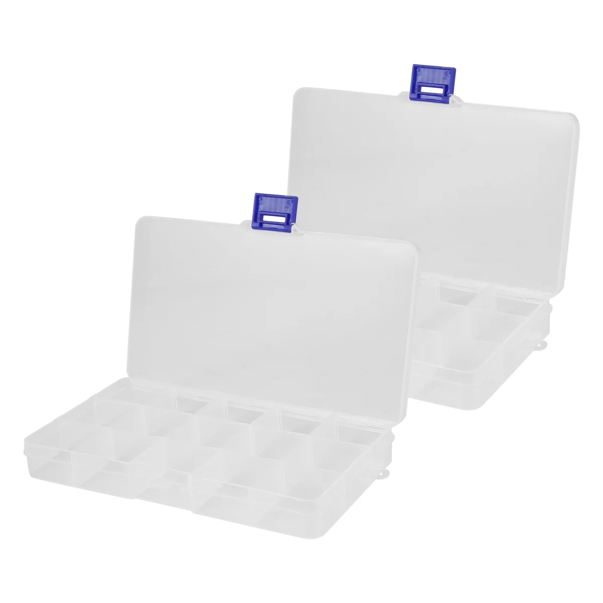 กล่องจัดระเบียบพลาสติก2แพ็คลูกปัดใสจัดสำหรับเครื่องประดับจัดการต่างหูลูกปัดงานฝีมือ (15ช่อง)