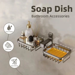 Aluminum Alloy Soap Holder Bathroom Soap Dish With Drain Water Wall Mounted Soap Box Bathroom Accessories мыльница  porte savon