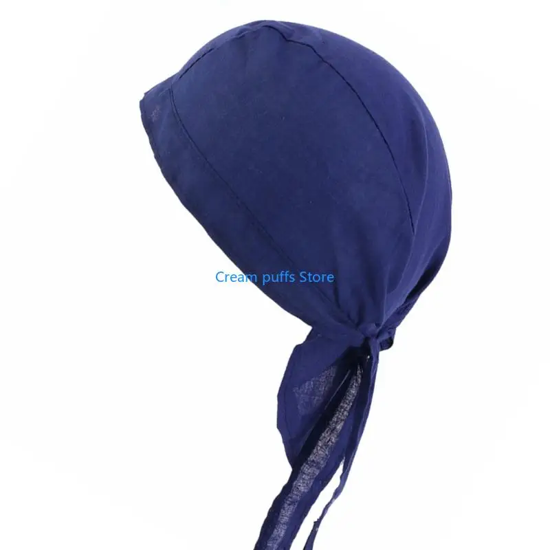 50LE Adjustable Chefs Pirate Hat Sweat Resistant Breathable Bandana Scarf Hat HeadCover Hat For Cooking Baking Service