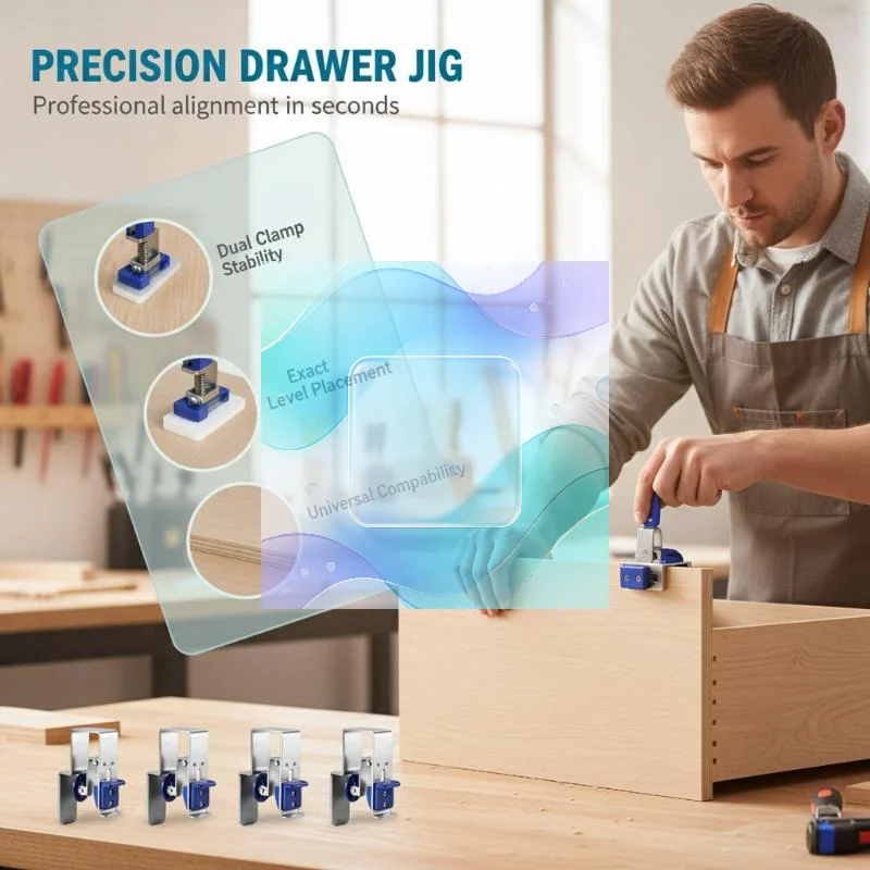 Quick Press Drawer Installation Clamp Stainless Steel Damage Free Panel Holder Clip for Delicate Cabinet Panel Drawer Installat