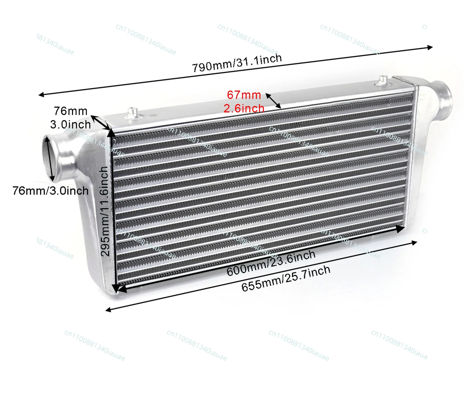 Automobile Radiator Intercooler Universal 600x295x67mm Intake Turbo Modified Aluminum Tube Type