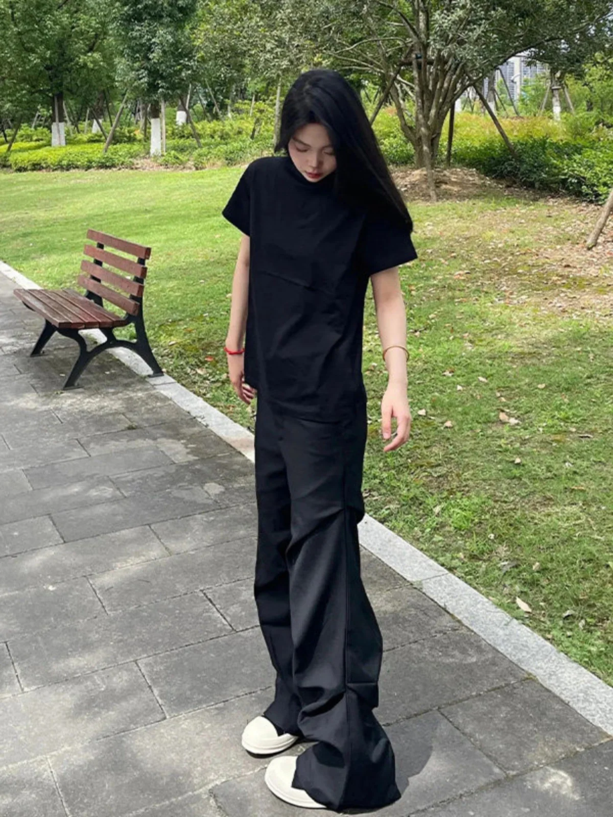 

Cleanfit Men's Pleated Drapey Pants Deconstructed Design Wide Leg Long Trousers Casual Sle Polyester Fiber Summer Faion