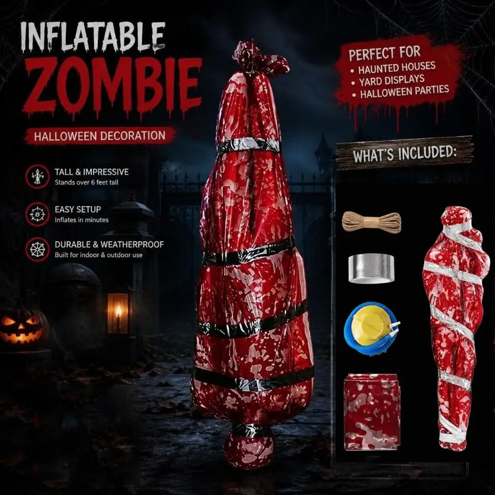 Realistic Fake Corpse Decor Creepy Waterproof Inflatable Corpse Prop Red Bloody Scary Hanging Dummy Prop Haunted House