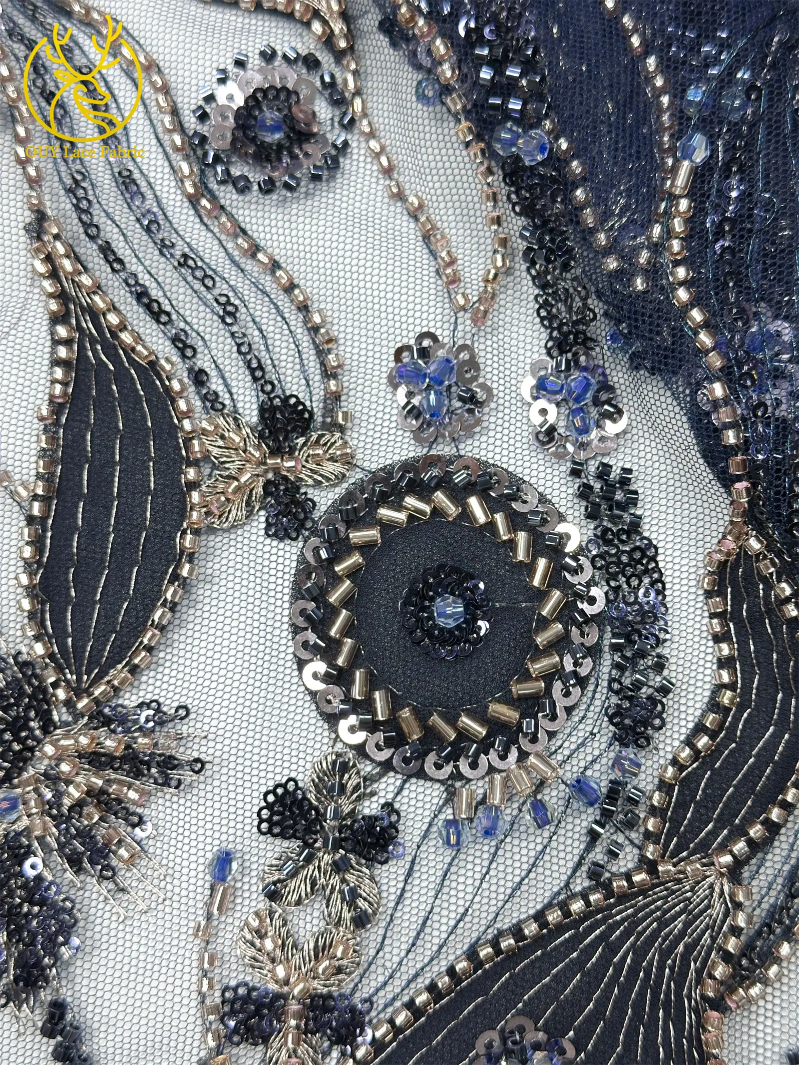 Neuestes Schweizer Handgefertigtes Stickerei-Design Hochzeits-Spitzenstoff Afrikanischer Perlen-Pailletten-Tüll-Spitzenstoff für DIY-Kleider – Detail 19
