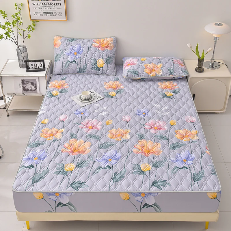 Thicken Mattress Cover for Home funda de colchón 100% Cotton Fitted Bedsheet King Size Floral Bed Covers 150x200(no pillowcase)