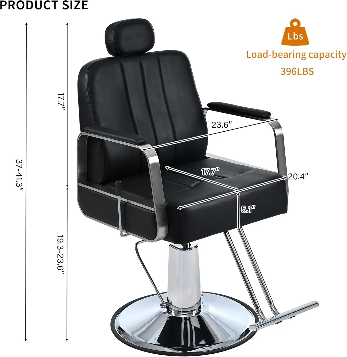 Chaise de barbier inclinable de qualité supérieure, coiffeur avec pompe hydraulique robuste, 360 ° Rotation, Shampoing Tatouage Beauté Equ