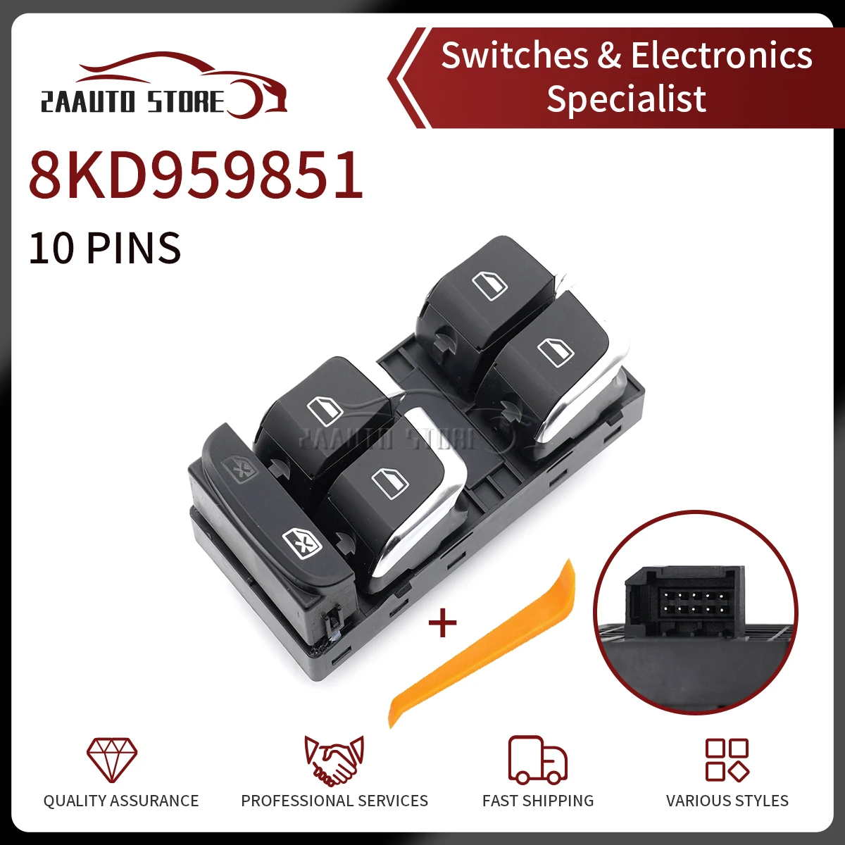 

Chrome Window Lifter Control Switch Button Car Accessories 8KD959851 8KD959851A For Audi Q5 A5 A4 2008-2012