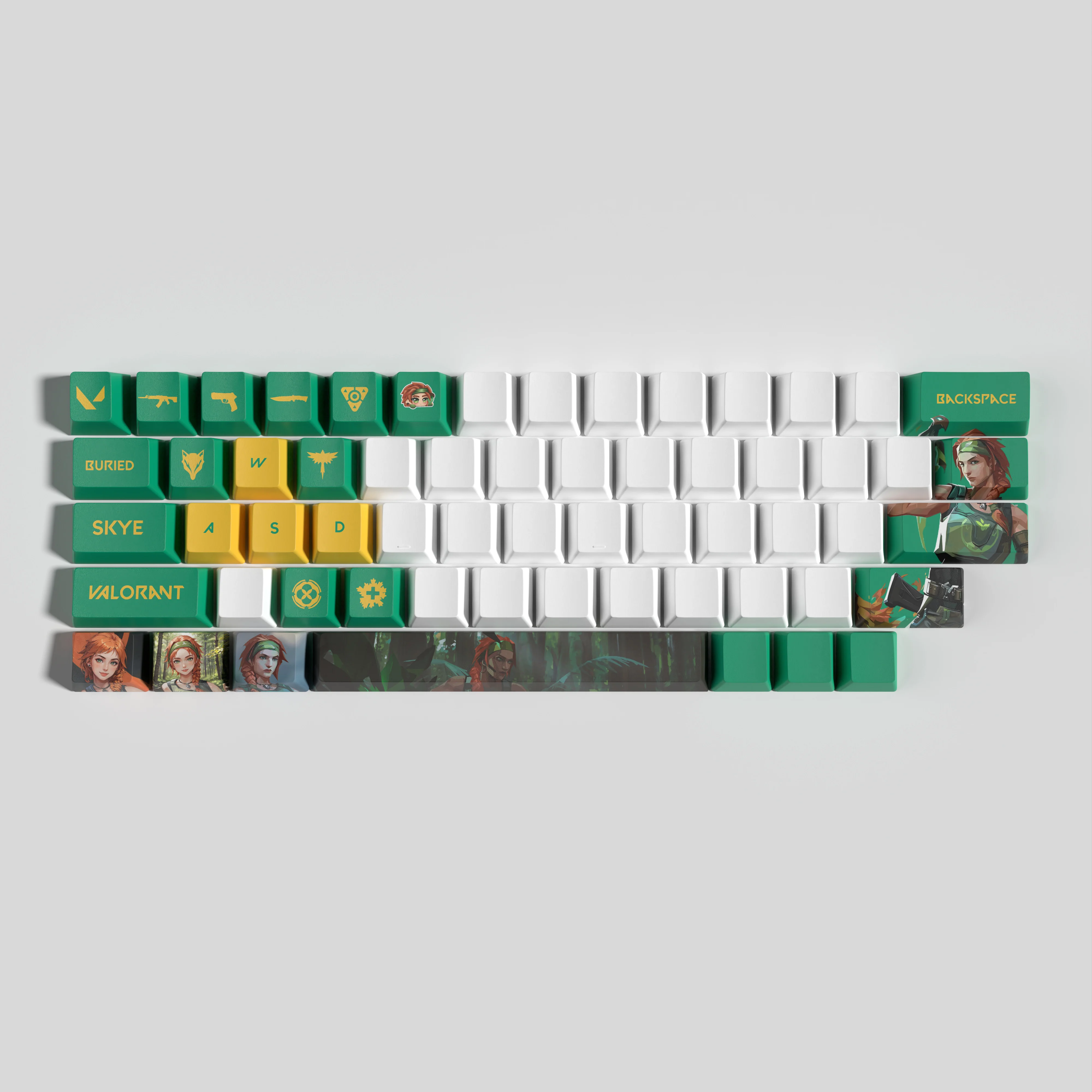 Vlaorant Skye Keycaps, 29 teclas Mini Set, Perfil OEM, PBT, Dye Sub