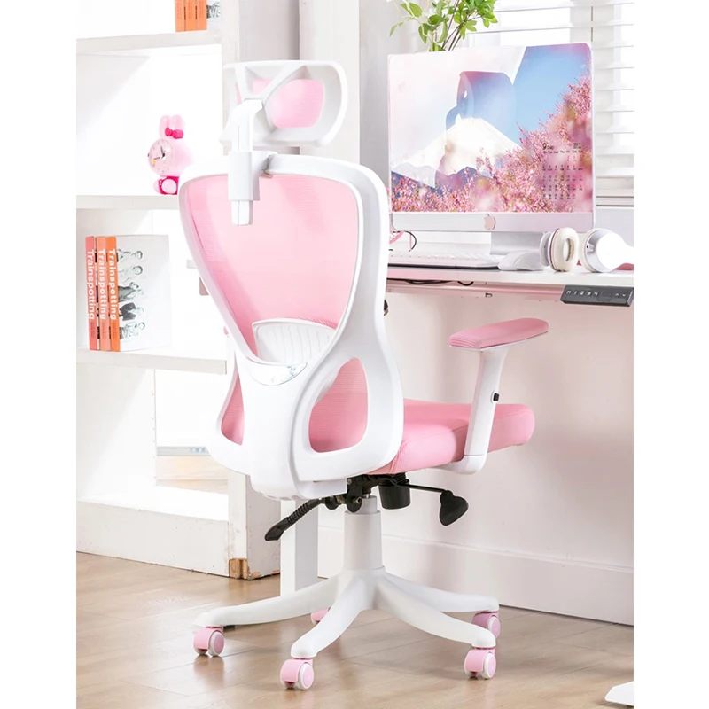 2024 On The New 170° Tilt Office Swivel Cтул Nгровые Cтулья Comfortable Breathable Pink Grid Ergonomic Chair Lunch Break Hot