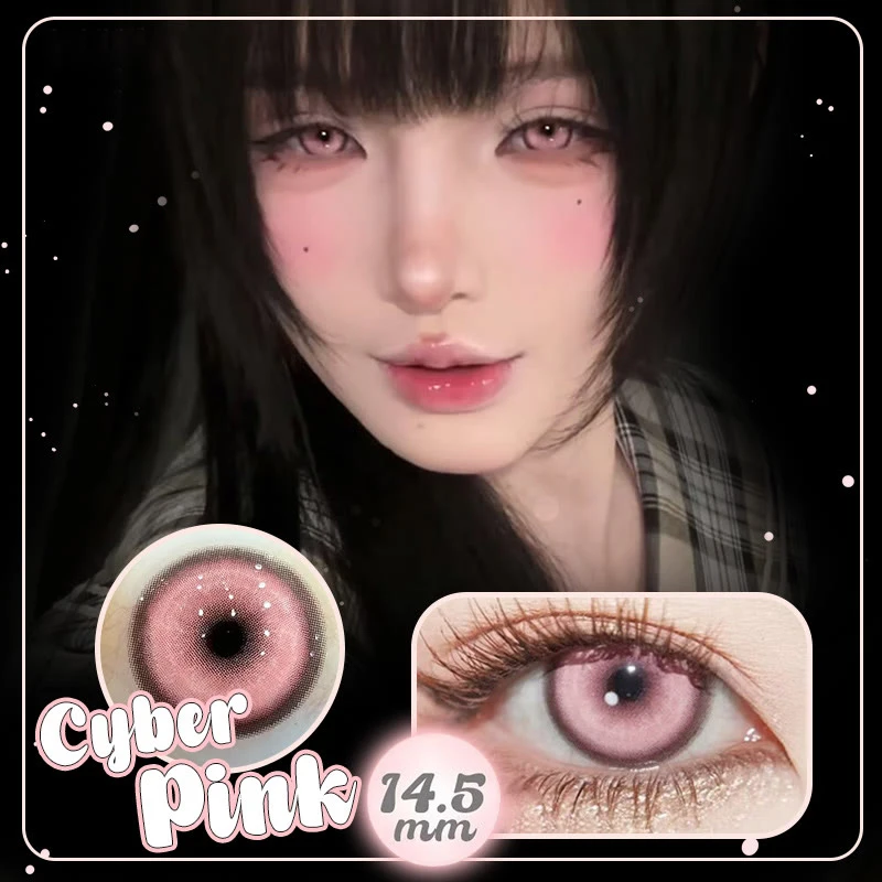 VISUASHOW Cyber Cosmetic Blue Contact Lenses for Amine Cosplay Half Yearly Disposable Soft Eye Beauty Lens for Makeup Cosmetic
