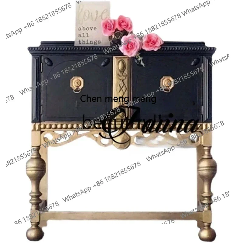 

French retro carved home entrance cabinet American light luxury living room decorative cabinet art high-end foyer cabinet