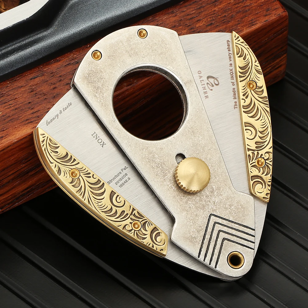 

Galiner Portable Luxury Metal Cigar Cutter Sharp Knife Scissors Smoking Accessories Cigar Cutter with Gift Box