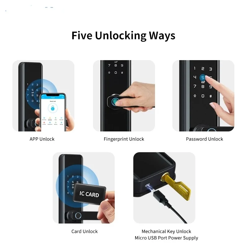 TTLock Smart Fingerprint Door Lock, Wi-Fi App, BLE Unlock, Biométrico Inteligente, Fechadura Eletrônica, Segurança