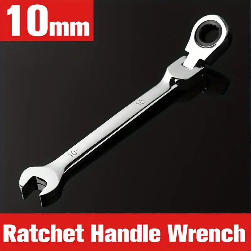 Ratchet Wrench of Keys Spanner Set Hand Tool 72-Tooth Ratcheting Flexible Head Mirror Finish Ratchet Wrench 10mm