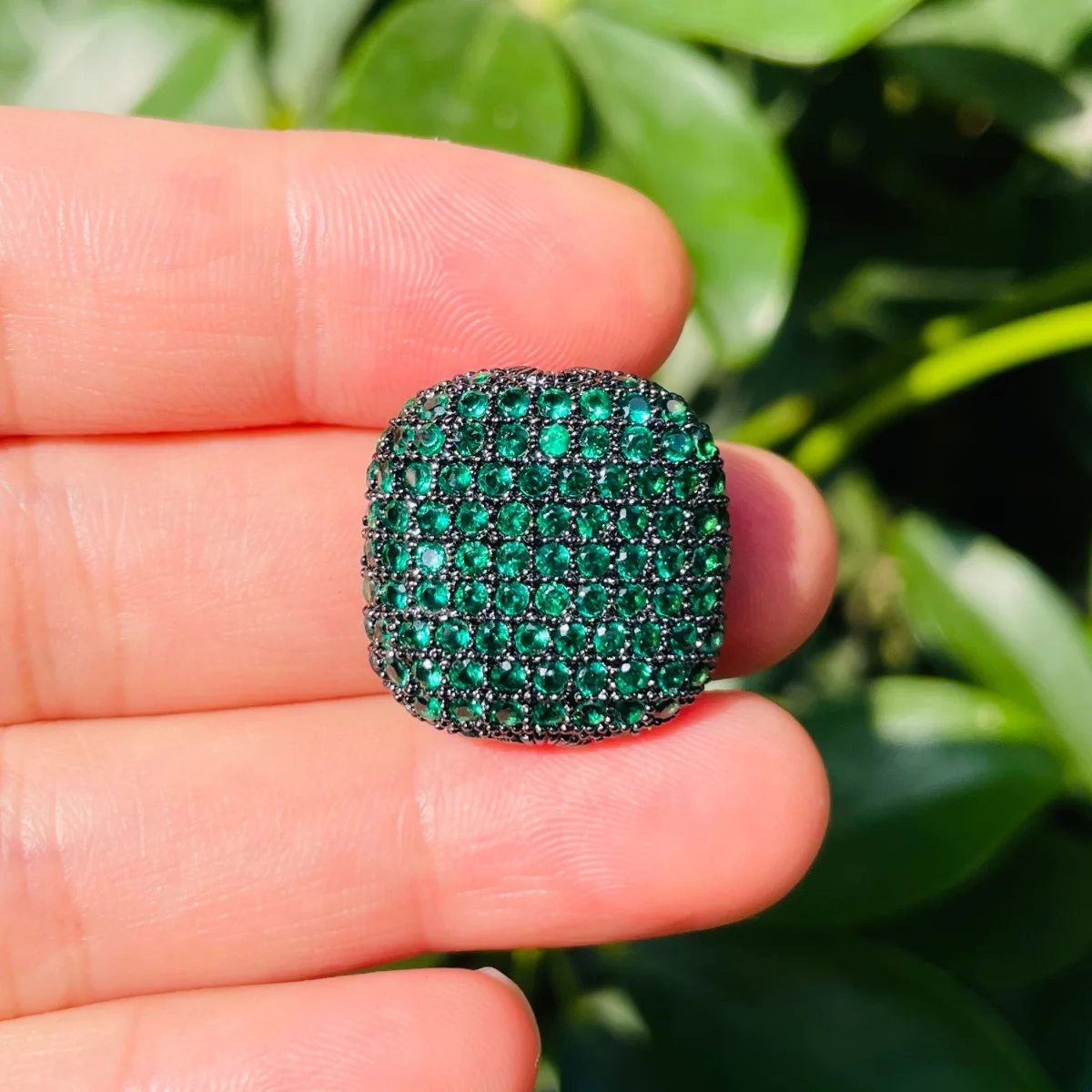 5pcs Large Size Colorful Zirconia Square Spacer Beads for Women Jewelry Girl Bracelet Making Bling Gold-Plated Waist Accessories