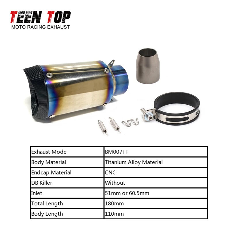 

AR Motorcycle Exhaust Muffler Titanium Alloy 51mm 60.5mm Modified Escape Moto 502C TRK 502 SV650 GSX-S1000 Exhaust Silencer Moto