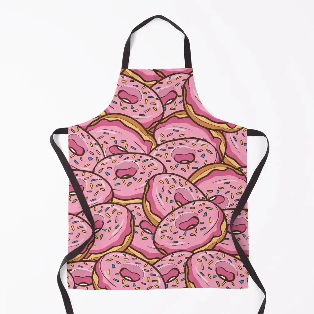 

Pink Doughnuts Pattern Apron waiter professional kitchen work ladies for home useful pieces Apron