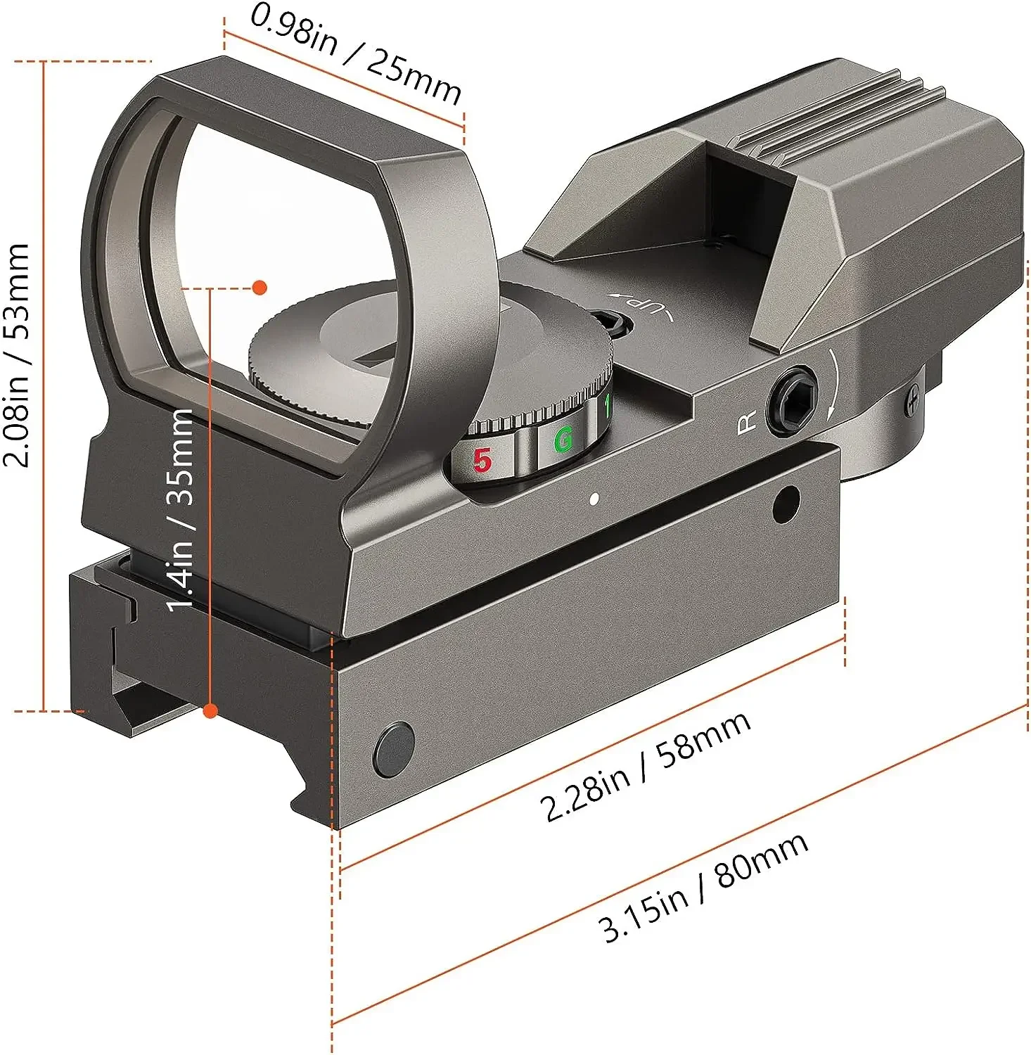 Tactical Riflescope 1x22x33mm Reflex Red Green Dot Sight Holographic Illuminated 4 Reticles Sight for 11/20mm Picatinny Rail