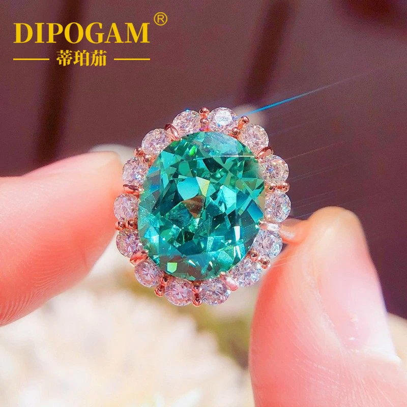 

Кольцо DIPOGAM из розового золота 14 карат с модным премиальным изумрудом цвета «Колумбийский сапфир», роскошное модное кольцо для мужчин и женщин