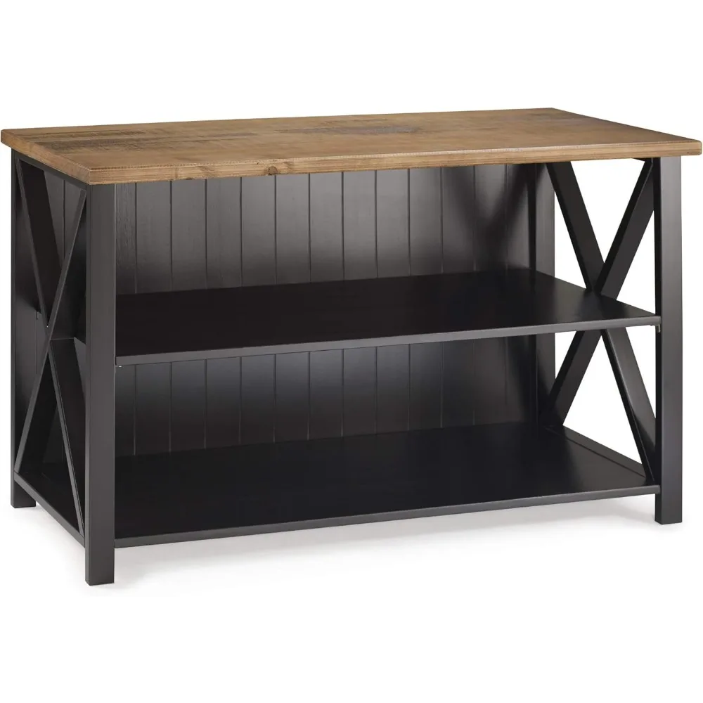 

Modern Farmhouse Wood Bookcase Bookshelf Storage Home Office Storage Cabinet, 52 Inch, Black