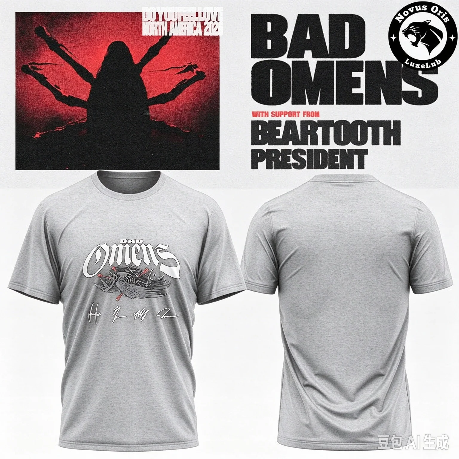 Bad Omens Europe Tour 2026 T-shirt Unisex Double Sided Print Metal Band Fan Short Sleeve Concert Tee Ins Y2k