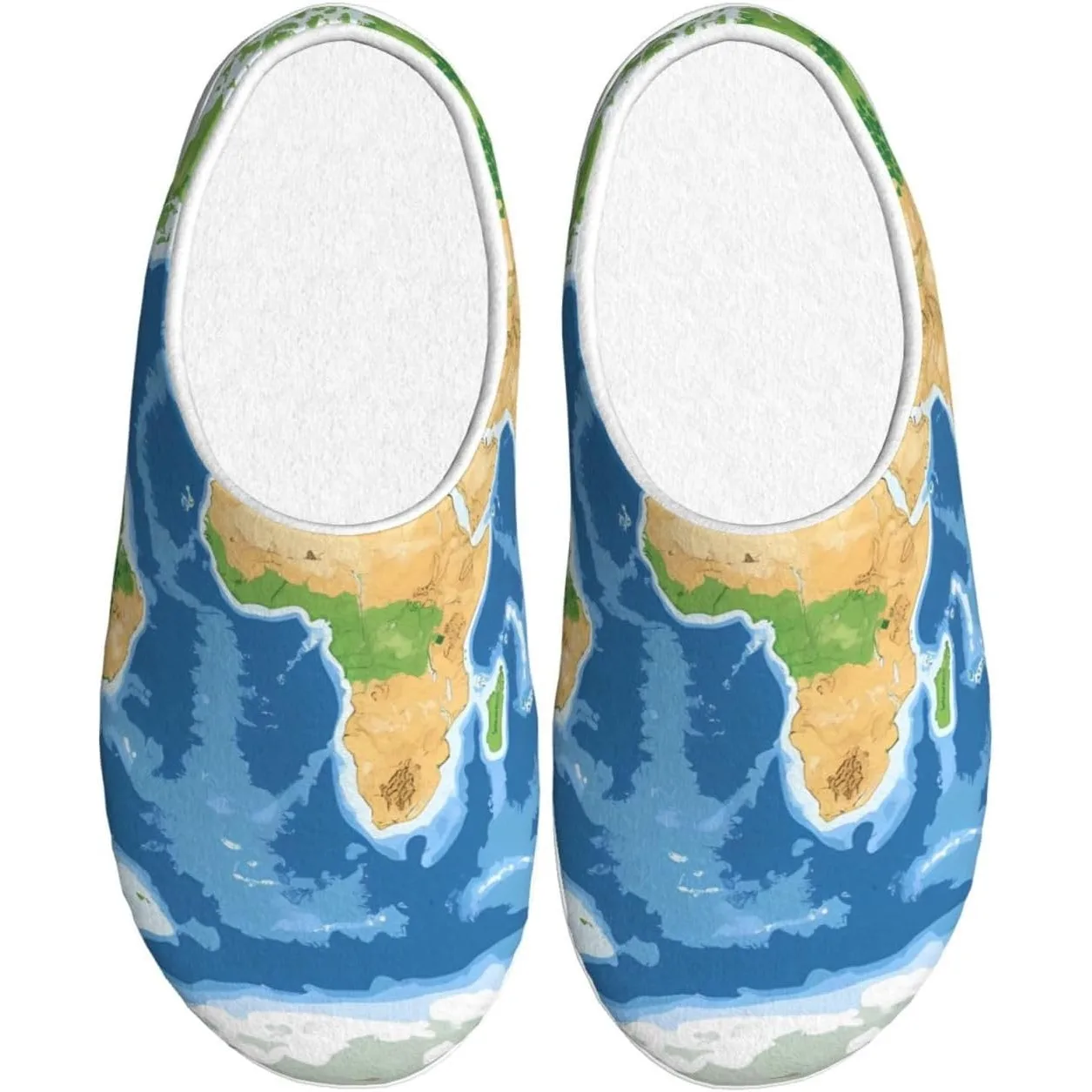 

Earth View World Map Women’s Cozy Slippers Soft Cotton Indoor & Outdoor House Slippers With Anti-Slip