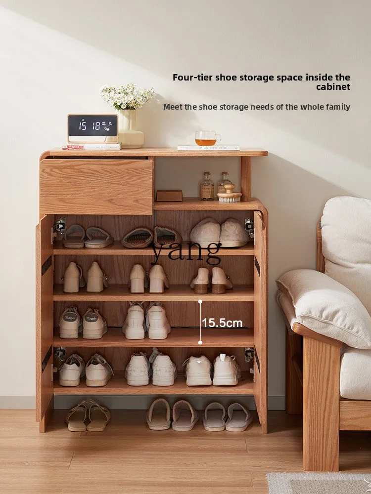 LH log wind living room small apartment solid wood shoe cabinet entrance porch partition locker