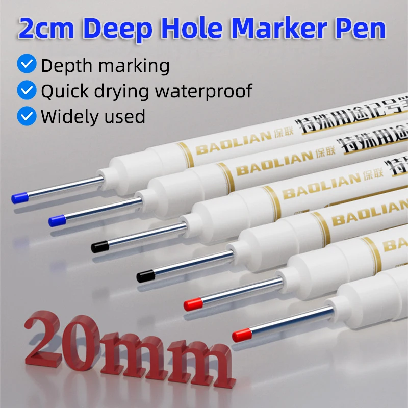 Waterproof Long Head Markers Deep Hole Marker Pen for Metal Carpenter Red/Black/Blue/Green Ink Multipurpose Woodworking Tools