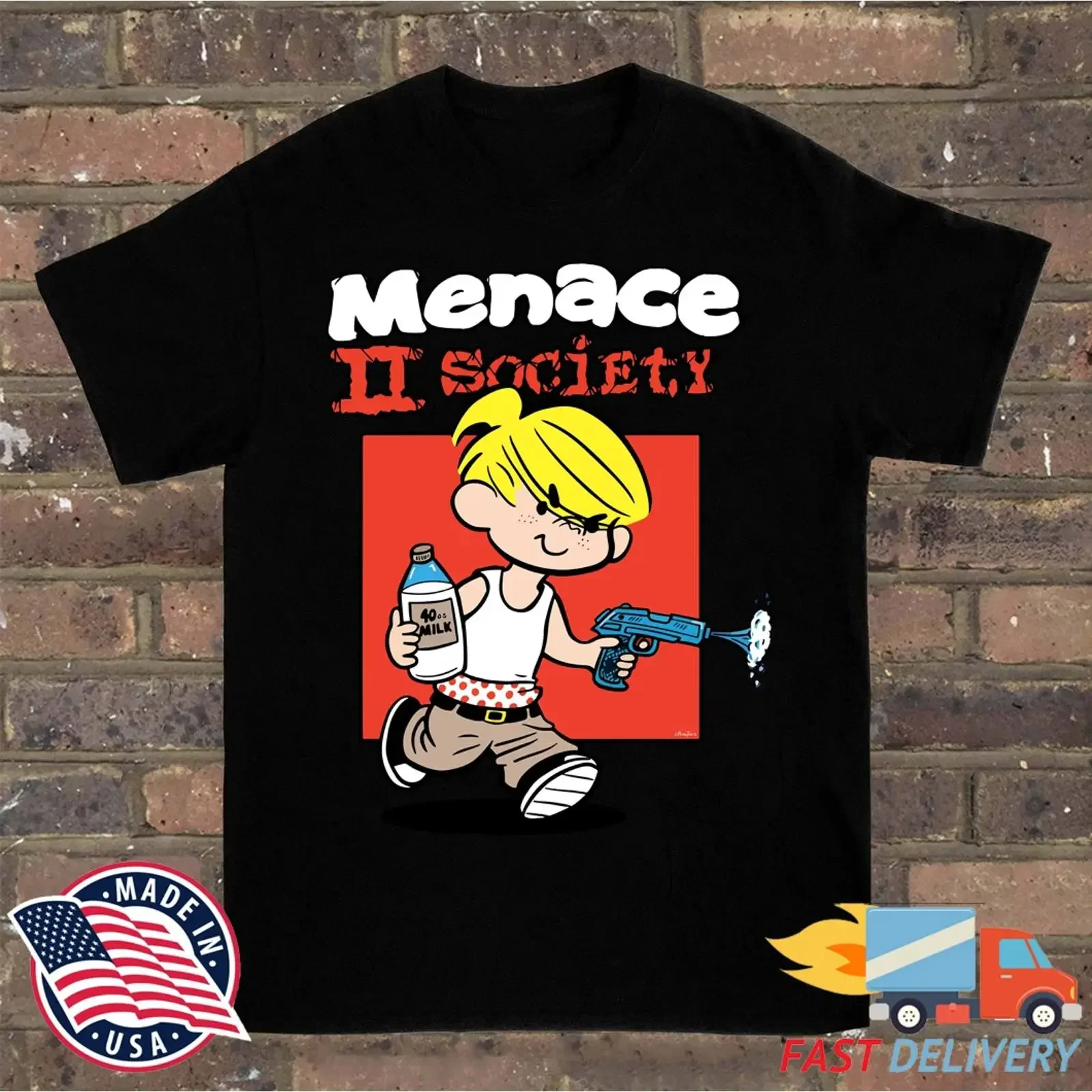 Menace To Society Dennis the T Shirt S 4XL vintage Washed Stretched Unisex Comfortable homme Soft fashion Casual graphic