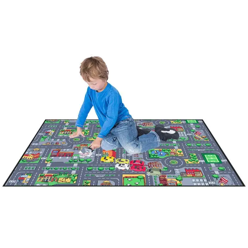 Baby Educational Rugs Kids Rug Carpet Playmat Crawling Non-Toxic Carpet Baby Play Mat Parking Lot View Map Traffic Road Carpet