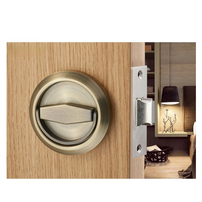 For Fireproof Hardware Mechanical Outdoor Lock Kitchen Bedroom Invisible Handle Hidden Door Lock Stainless Steel Handle