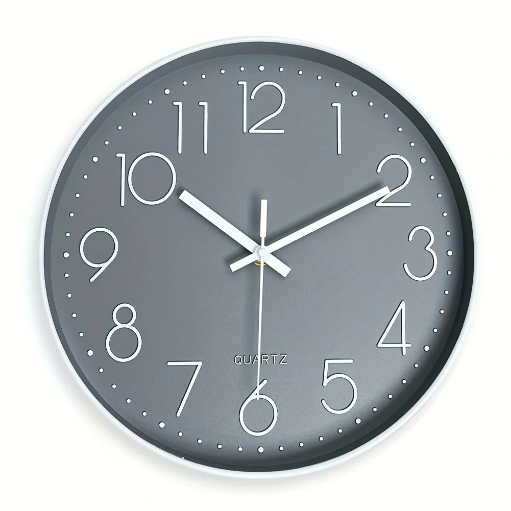 Silent Battery Operated Wall Clock with Big Numbers Quartz Movement Tempered Glass Face Suitable for Home and Office 30cm