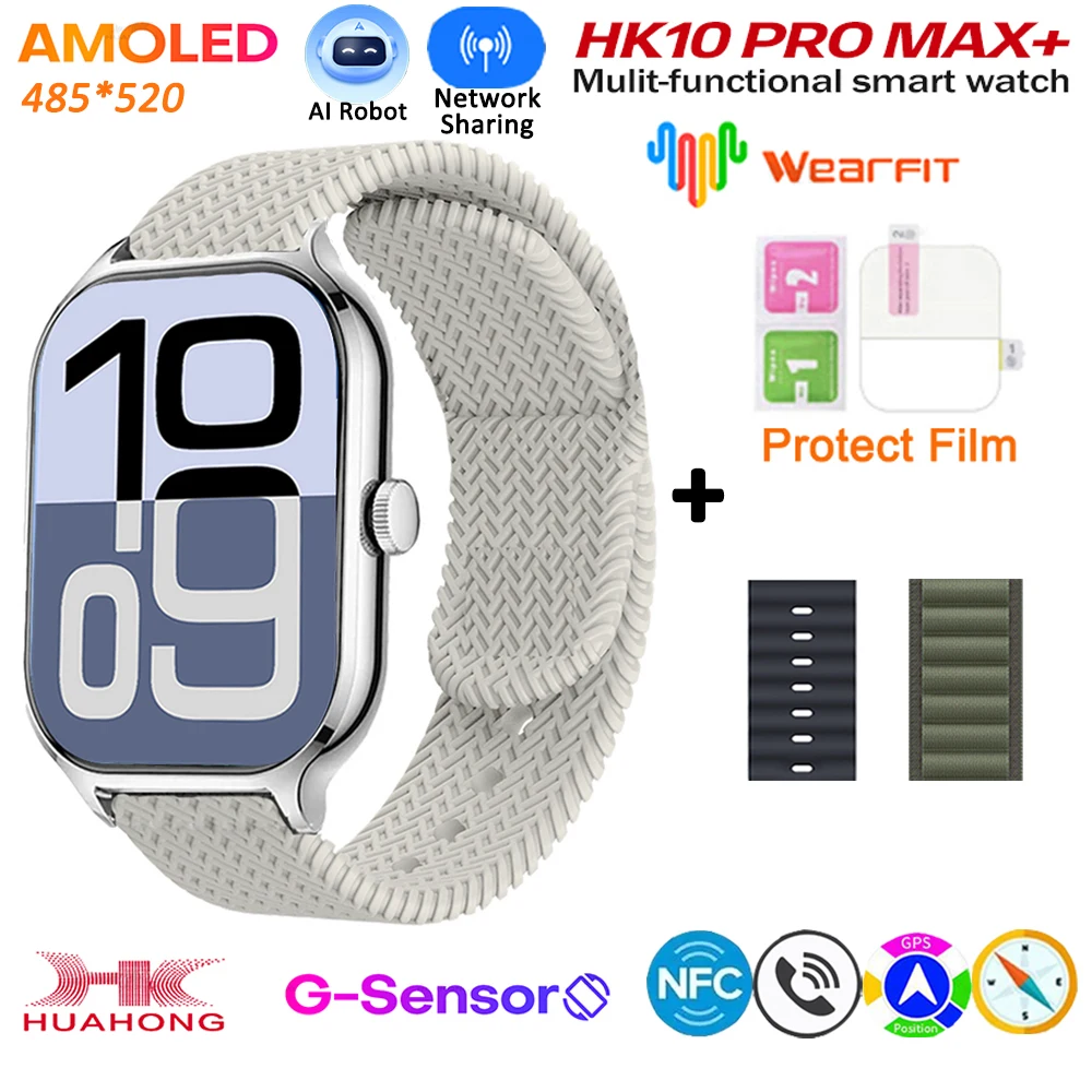 2025 HK10 Pro Max Plus GEN2 SmartWatch Original Series 10 AI ROBOT AMOLED NFC Compass GPS 4GB Local Album Music Network Watch