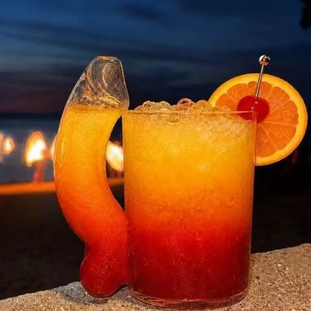 Cold Drinking Cup Transparent Funny D-Cup Shaped Glass Large Capacity with Handle Cocktail Glass Thicken Beer Cup Party