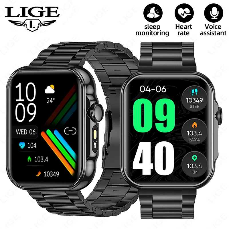 

Men Smartwath Women LED Flashlight Outdoor Sports Bluetooth Call Smart Watch Waterproof 2.02"Heart Rate Sleep Music Smartwatches