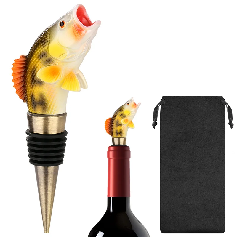 

Creative 3D Fish Wine Stopper Reusable Bottle Sealer for Wine Champagne Beer Wedding Party Bar Home Decor Fishing Lover Gift