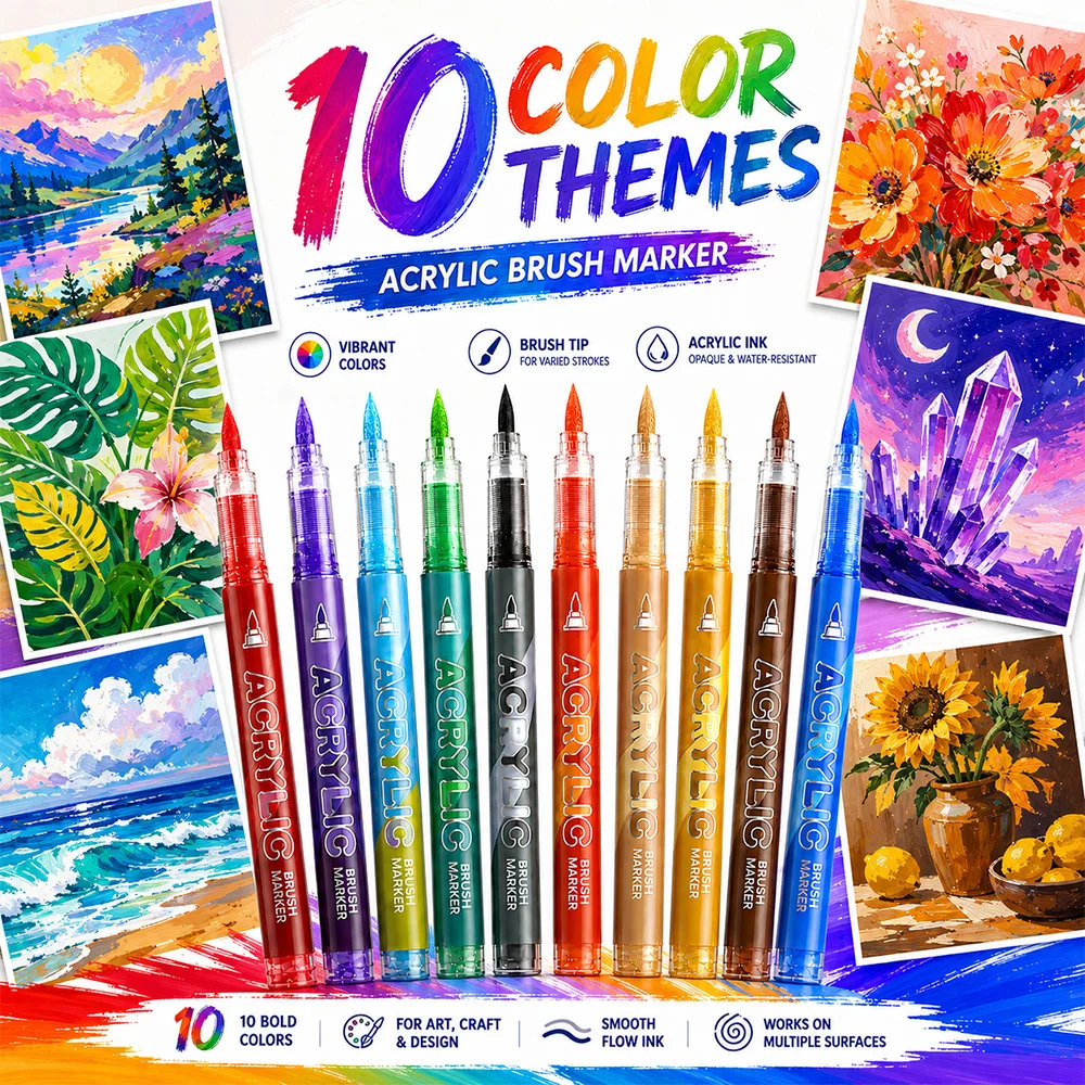 1 Piece Multi-Color Multi-Theme Set of Acrylic Soft-Tip Markers, Waterproof, Quick-Drying, High Coverage, Layerable, Non-Bleeding, Long-Lasting, Non-Fading, DIY Hand-Painted on Stones, Flower Pots, Canvas Bags, Shoes, Ceramics, Glass, Wood, Plastic, Metal Surfaces, Graffiti, Painting Markers, Art Enthusiasts, Craft Experts, Journaling, Outdoor Decorative Painting, Wall Art, Handmade Painting, Complete Set of Art Stationery Gifts