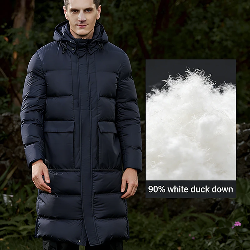 

Men's Thickened Down Jacket, 90% White Duck Down Thermal Winter Outerwear