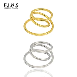 F.I.N.S Minimalist Fine Jewelry Three-Layer S925 Sterling Silver Ring Simple Line Layered Finger Rings for Women Decoration