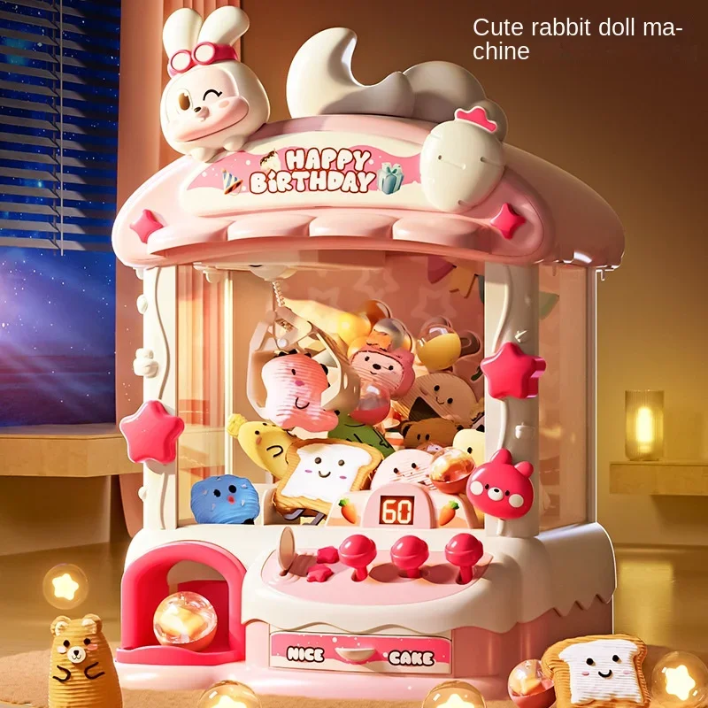 Big Cartoon Rabbit Automatic Doll Machine Toy for Kids Coin Operated Play Game Claw Crane Machines with Music Children Toy Gifts