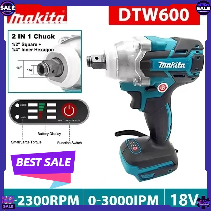 

Аккумуляторный ударный гайковерт Makita DTW600 с высоким крутящим моментом, бесщеточный, перезаряжаемый, для авторемонта, совместим с аккумуляторами Makita