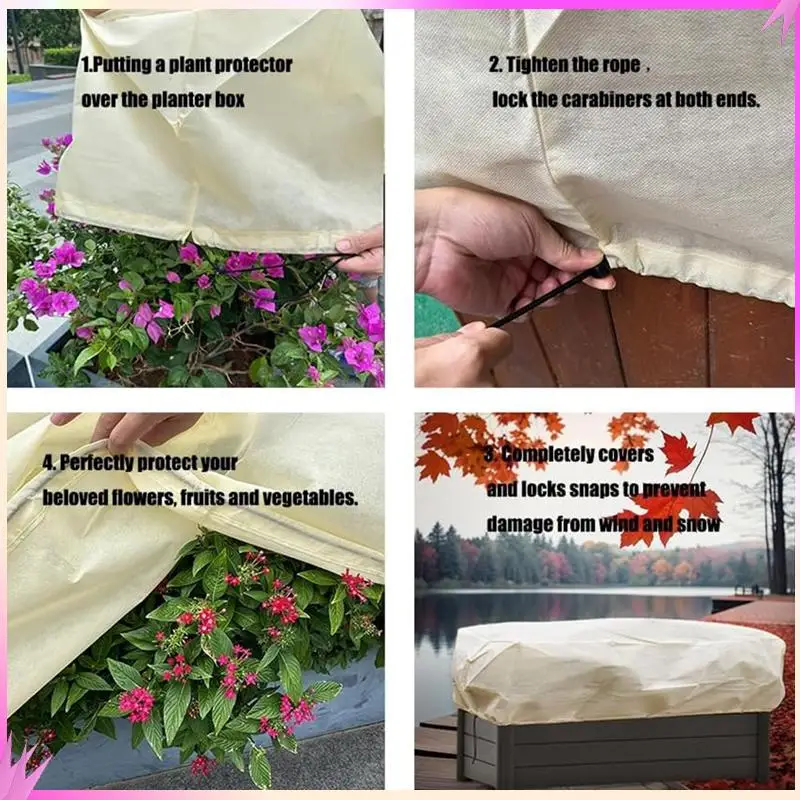 

B50C Plant Frost Cover, Rectangular Planter Plant Winter Frost Blanket With Zip Drawstring For Outdoor 150 X 40 X 45Cm 6Pack