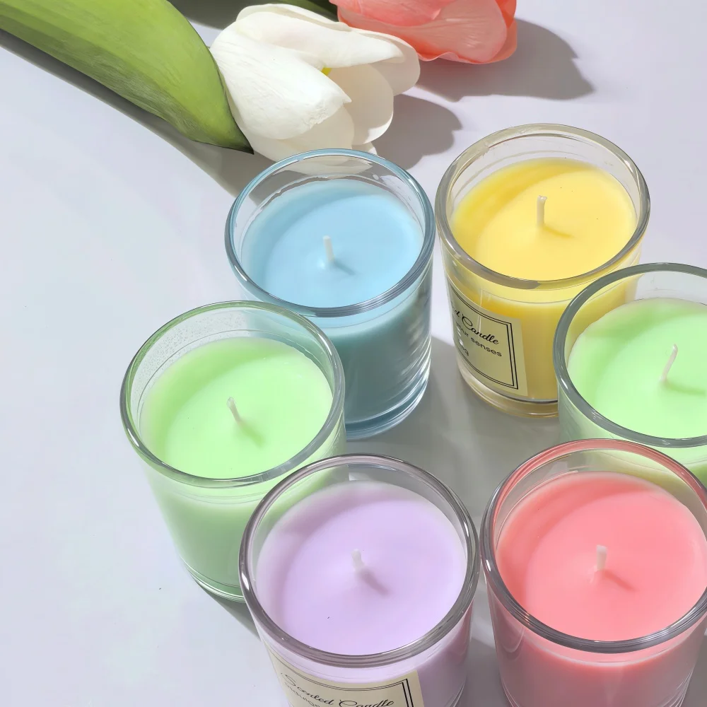 Colored Scented Candles; Premium Gift Box; Handmade Glass Soy Wax; Smokeless Creative Scented Candles; Compan Gifts