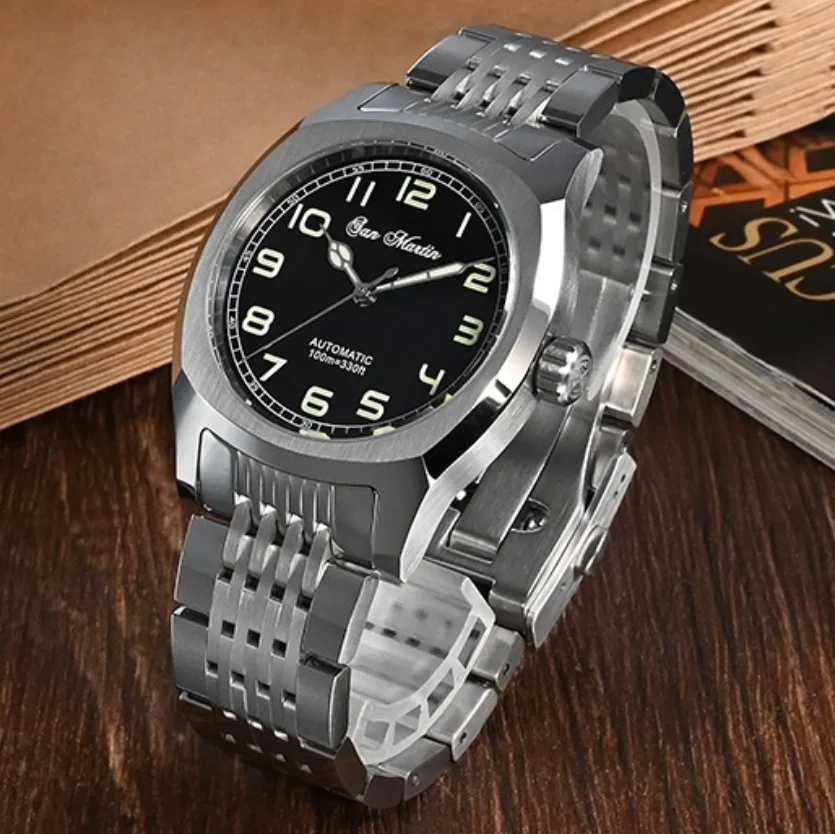 San Martin Men Automatic Watch 38mm Mechanical Wristwatch Diver 100M Waterproof C3 Luminous Sapphire Mirror PT5000 SW200