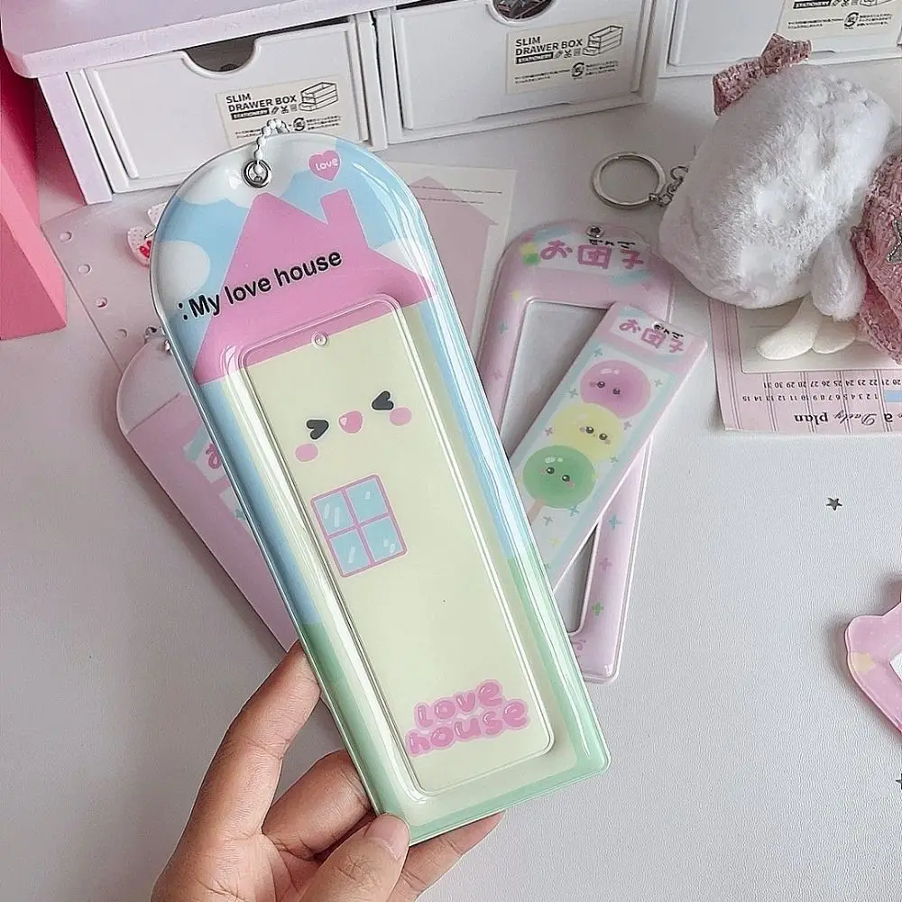 Original Life in Four Frames 4 Grid Card Holder with Keychain Multifunction Card Storage Case PVC Cute Photocard Holder Girls