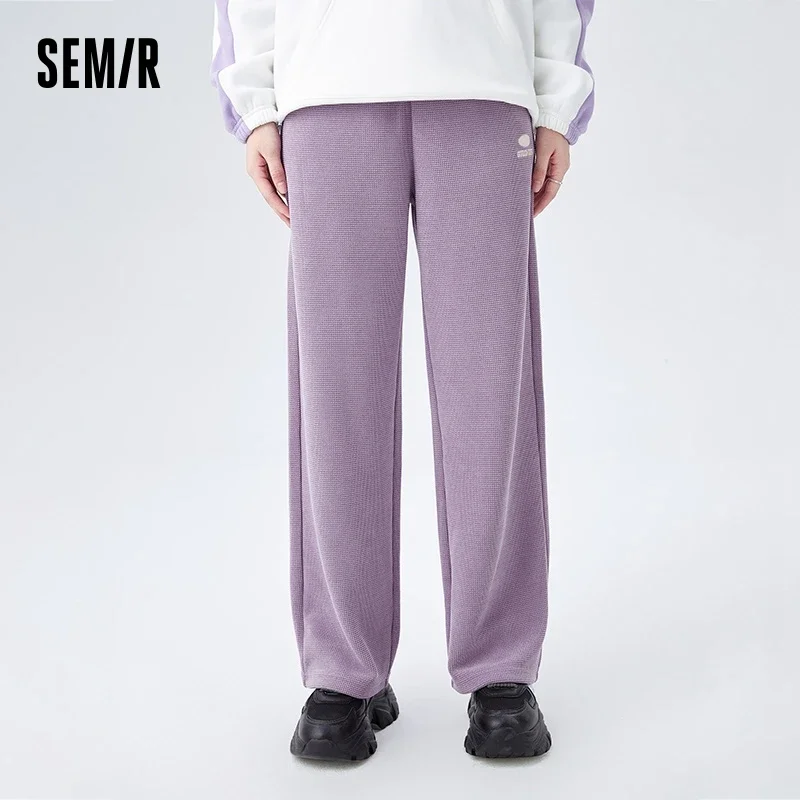 Semir Casual Pants Women Textured Trousers Embroidered Winter Temperament Fashion Chenille Wide Leg Pants