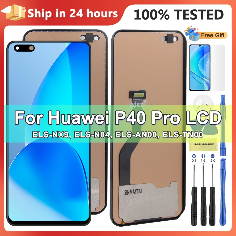 TFT P40 Pro Display Replacement, for Huawei P40 Pro ELS-NX9 ELS-N04 Lcd Display Touch Screen Digital Assembly 100% Tested