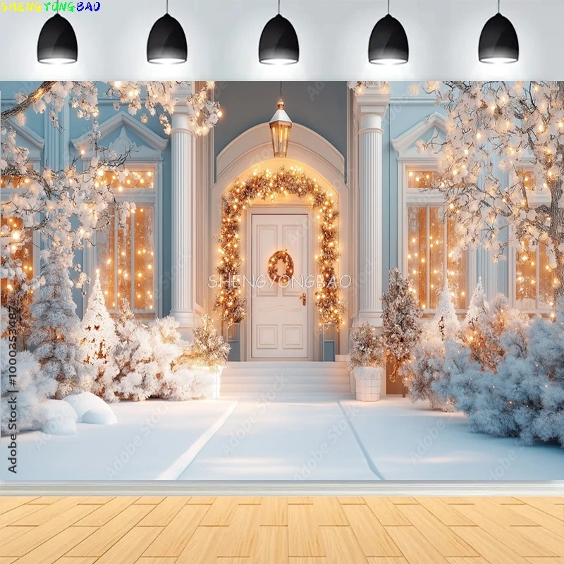 

Christmas Day Pine Tree Photography Backdrop Props Xmas Eve Family Party Living Room Decor Fireplace New Year Background CT07