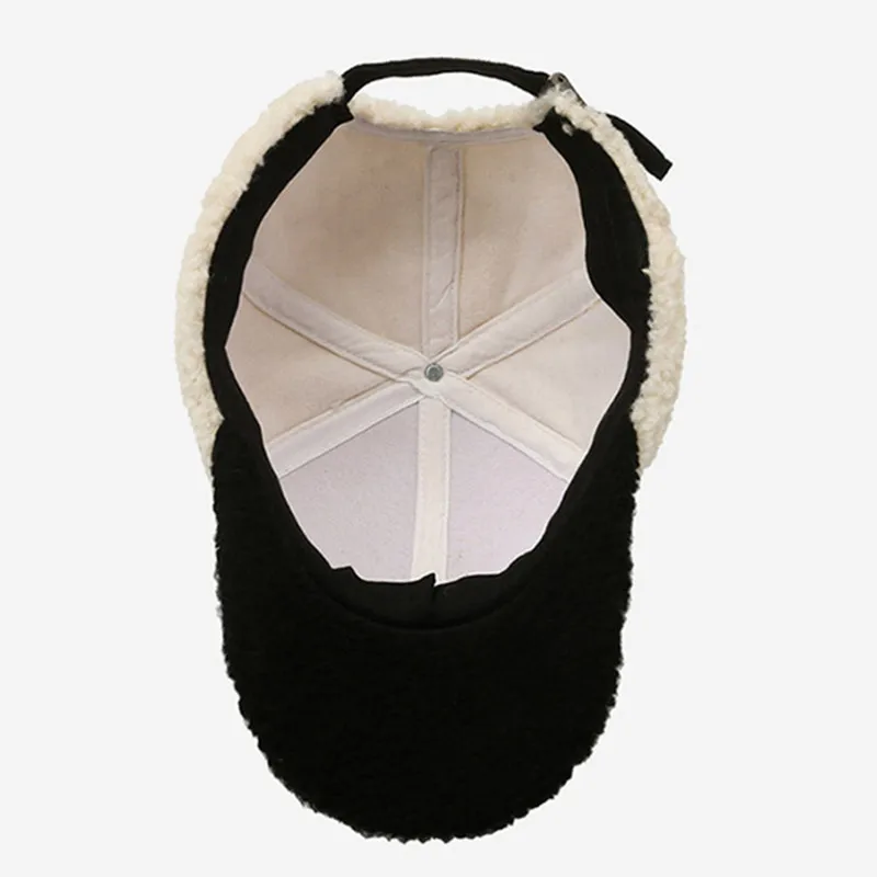 Winter Women's Hats Lambhair Warm Baseball Cap Fashion Embroidery Personality Hip-hop Hat Party Caps Adjustable Size Girls Hat image 5